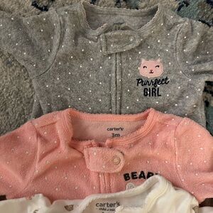 Carter's Gray and Pink Baby Bodysuits
